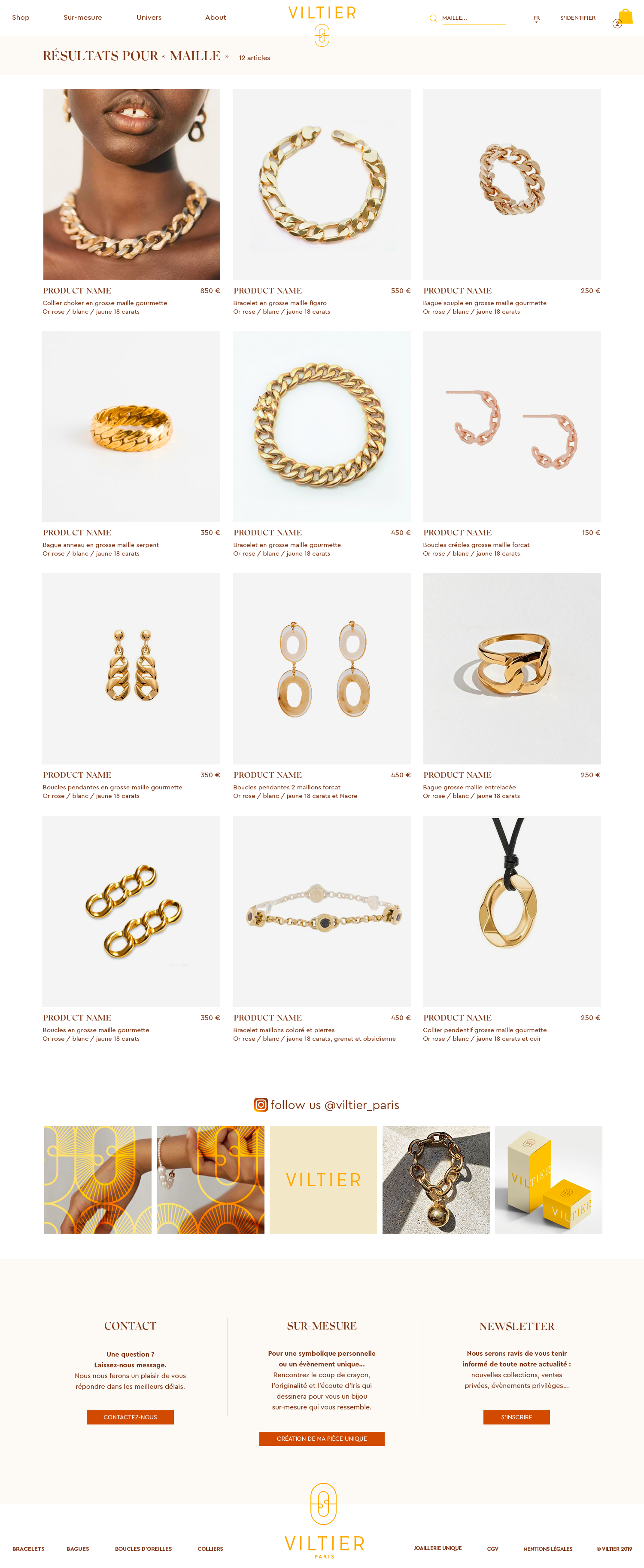Viltier search results page